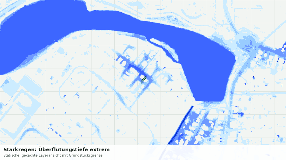 Statische Kartenansicht: Starkregen: Überflutungstiefe extrem