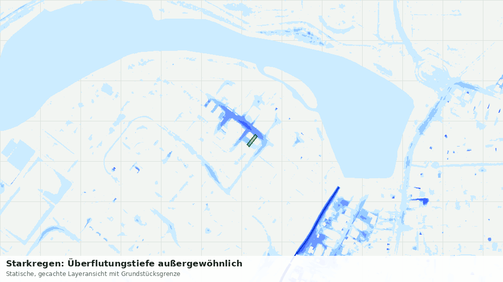 Statische Kartenansicht: Starkregen: Überflutungstiefe außergewöhnlich