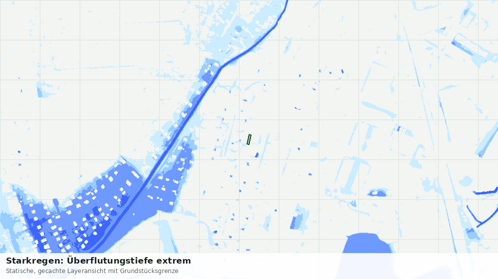 Statische Kartenansicht: Starkregen: Überflutungstiefe extrem