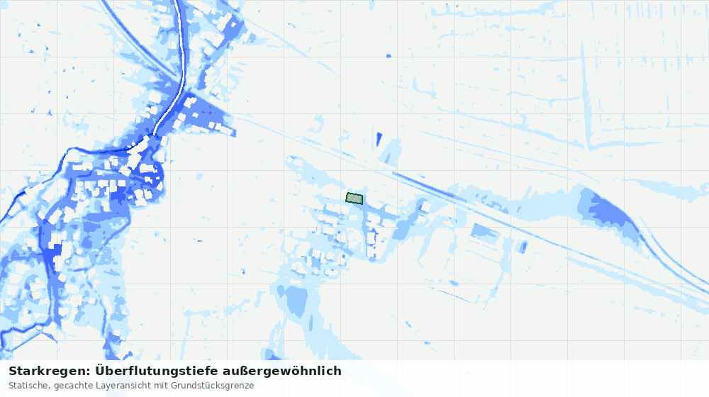 Statische Kartenansicht: Starkregen: Überflutungstiefe außergewöhnlich