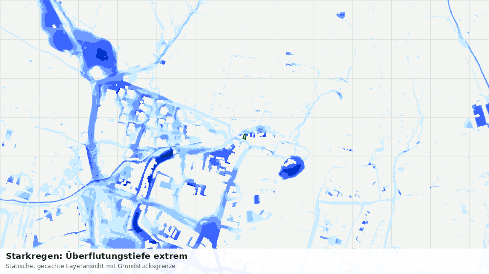 Statische Kartenansicht: Starkregen: Überflutungstiefe extrem