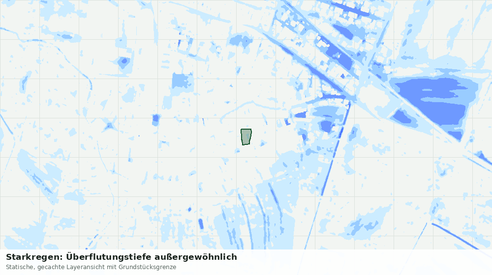 Statische Kartenansicht: Starkregen: Überflutungstiefe außergewöhnlich