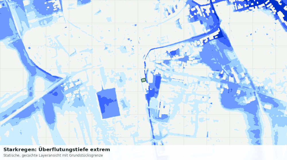 Statische Kartenansicht: Starkregen: Überflutungstiefe extrem