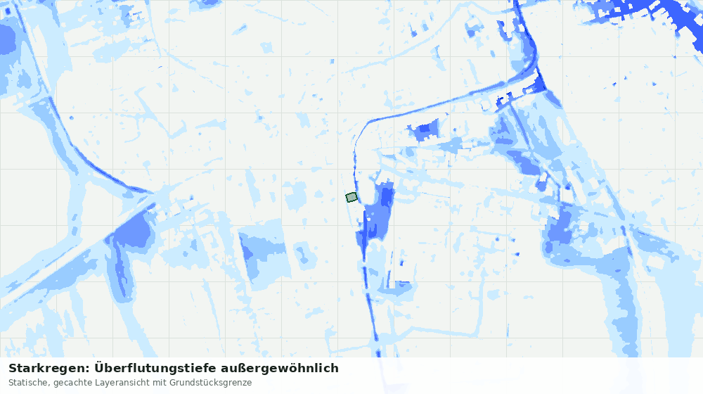 Statische Kartenansicht: Starkregen: Überflutungstiefe außergewöhnlich