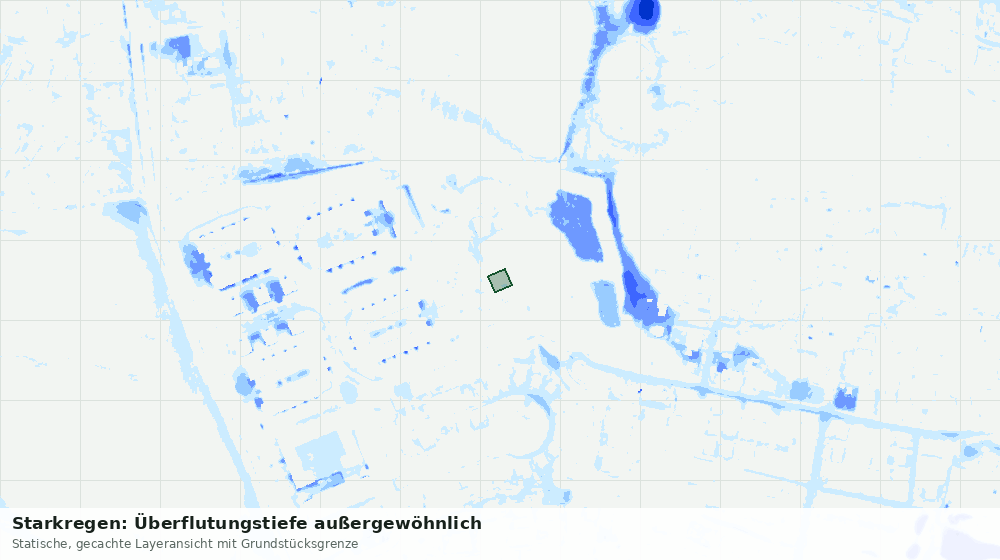 Statische Kartenansicht: Starkregen: Überflutungstiefe außergewöhnlich