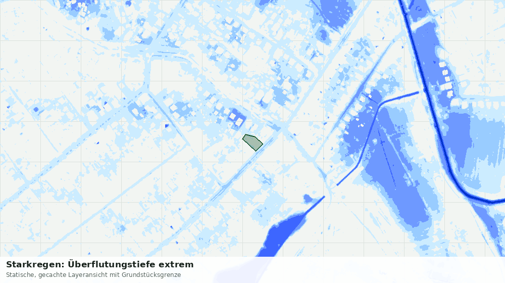 Statische Kartenansicht: Starkregen: Überflutungstiefe extrem