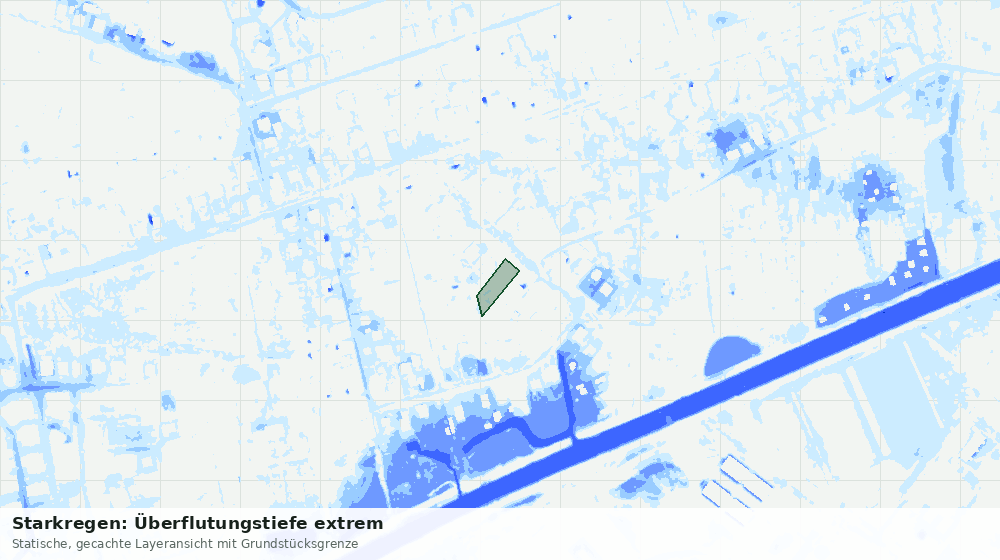 Statische Kartenansicht: Starkregen: Überflutungstiefe extrem