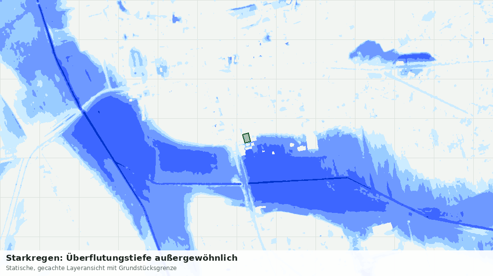 Statische Kartenansicht: Starkregen: Überflutungstiefe außergewöhnlich