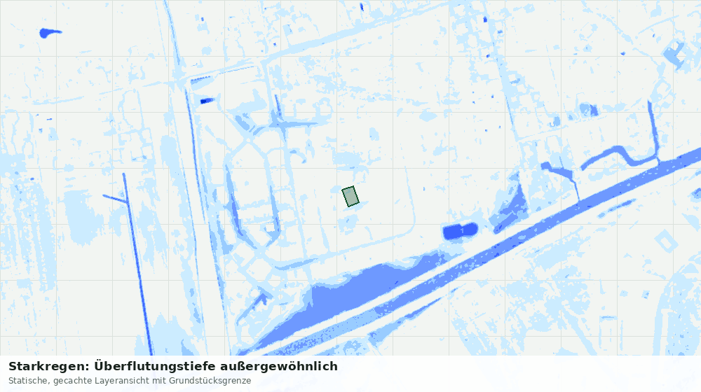 Statische Kartenansicht: Starkregen: Überflutungstiefe außergewöhnlich