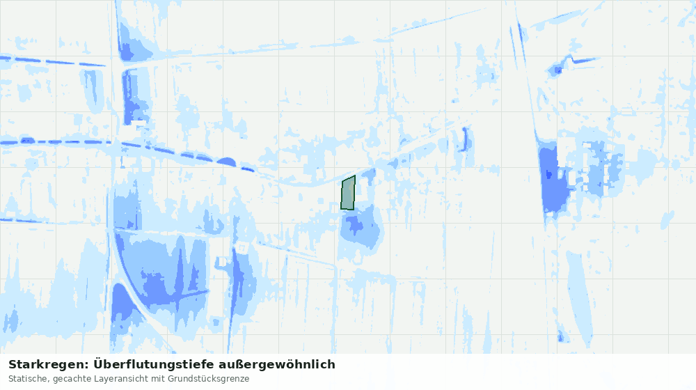 Statische Kartenansicht: Starkregen: Überflutungstiefe außergewöhnlich