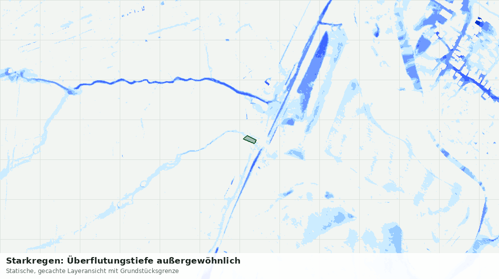 Statische Kartenansicht: Starkregen: Überflutungstiefe außergewöhnlich