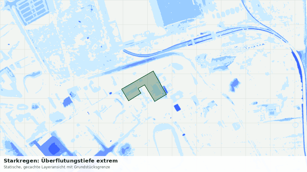 Statische Kartenansicht: Starkregen: Überflutungstiefe extrem