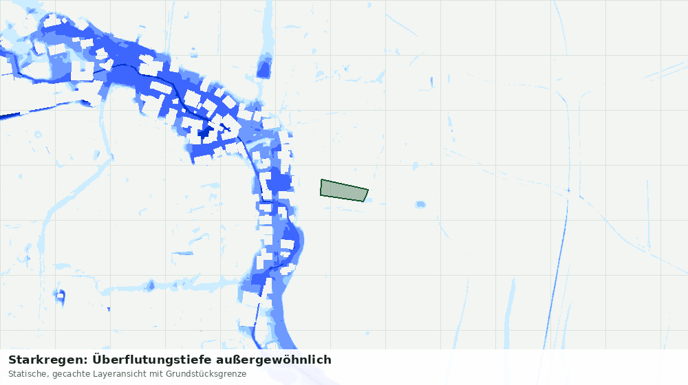 Statische Kartenansicht: Starkregen: Überflutungstiefe außergewöhnlich