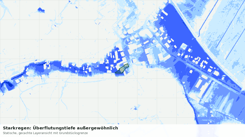 Statische Kartenansicht: Starkregen: Überflutungstiefe außergewöhnlich