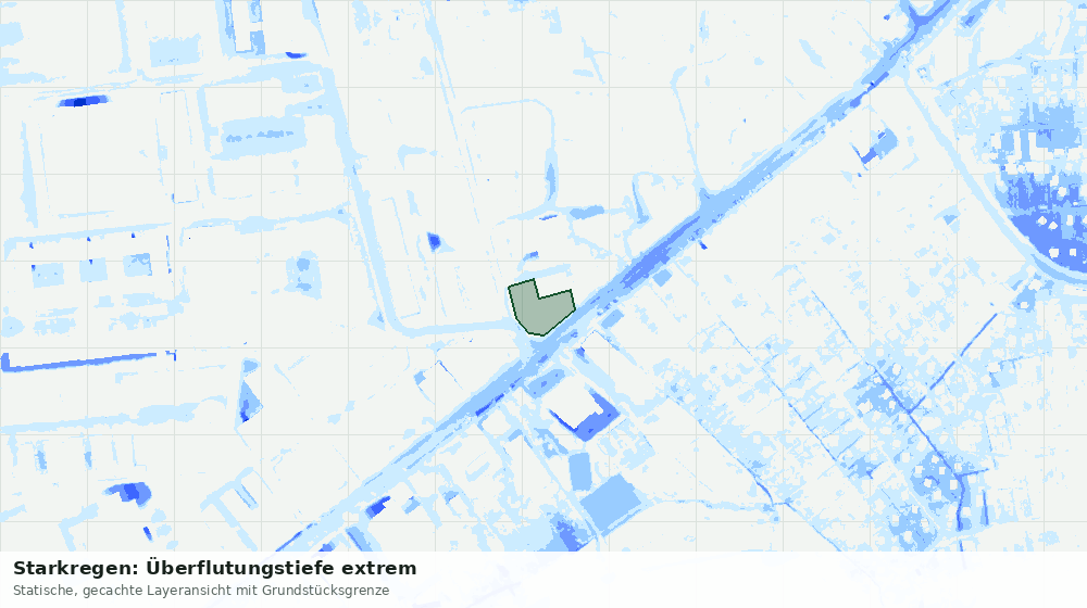 Statische Kartenansicht: Starkregen: Überflutungstiefe extrem