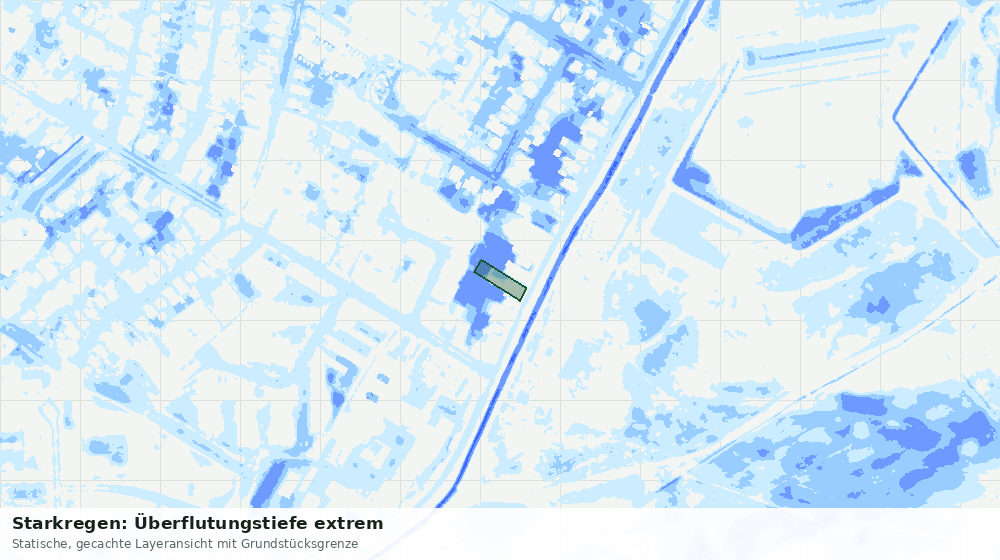 Statische Kartenansicht: Starkregen: Überflutungstiefe extrem