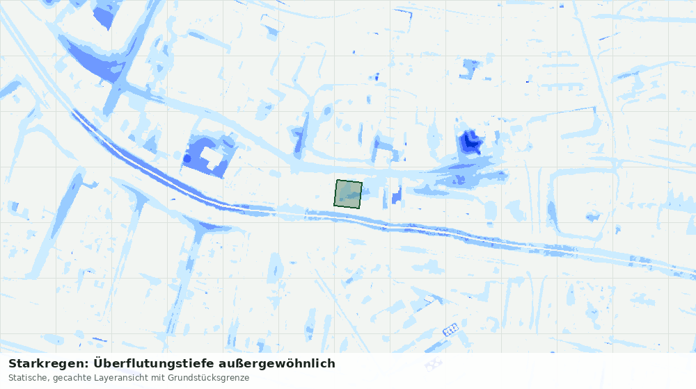 Statische Kartenansicht: Starkregen: Überflutungstiefe außergewöhnlich