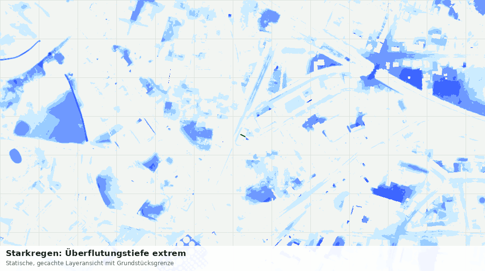 Statische Kartenansicht: Starkregen: Überflutungstiefe extrem