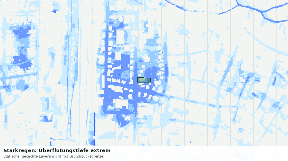 Statische Kartenansicht: Starkregen: Überflutungstiefe extrem