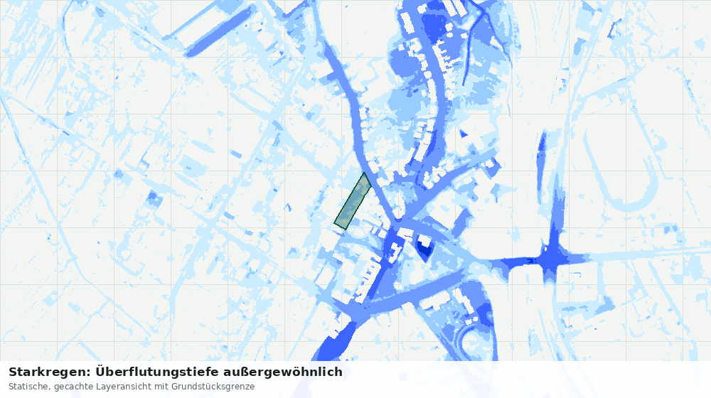Statische Kartenansicht: Starkregen: Überflutungstiefe außergewöhnlich