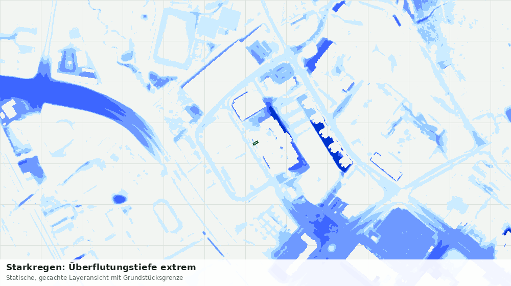 Statische Kartenansicht: Starkregen: Überflutungstiefe extrem