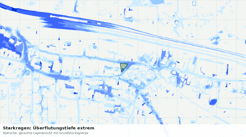 Statische Kartenansicht: Starkregen: Überflutungstiefe extrem
