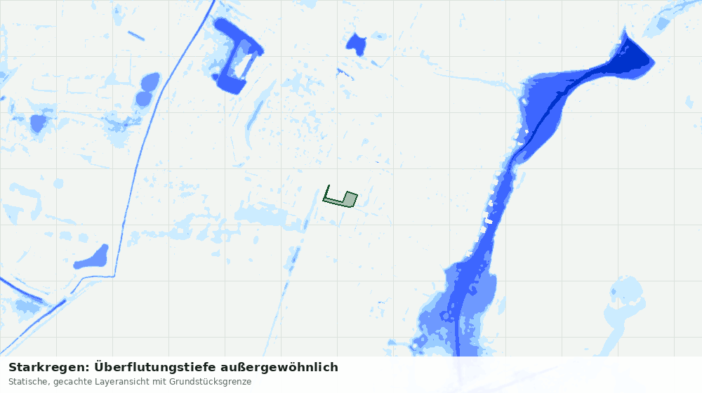 Statische Kartenansicht: Starkregen: Überflutungstiefe außergewöhnlich