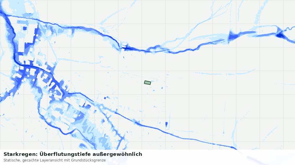 Statische Kartenansicht: Starkregen: Überflutungstiefe außergewöhnlich