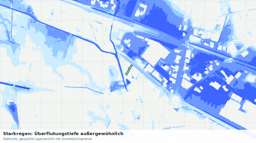 Statische Kartenansicht: Starkregen: Überflutungstiefe außergewöhnlich
