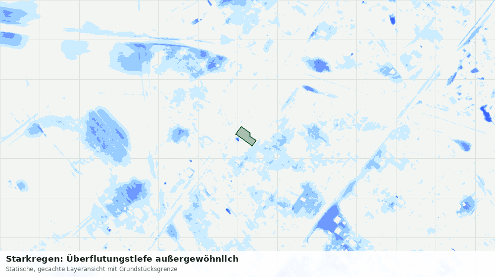 Statische Kartenansicht: Starkregen: Überflutungstiefe außergewöhnlich