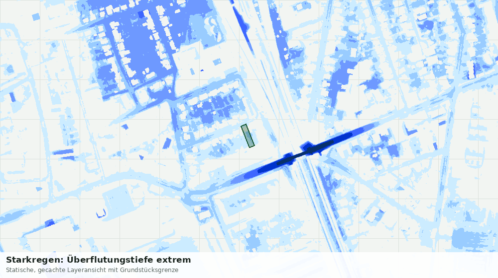 Statische Kartenansicht: Starkregen: Überflutungstiefe extrem