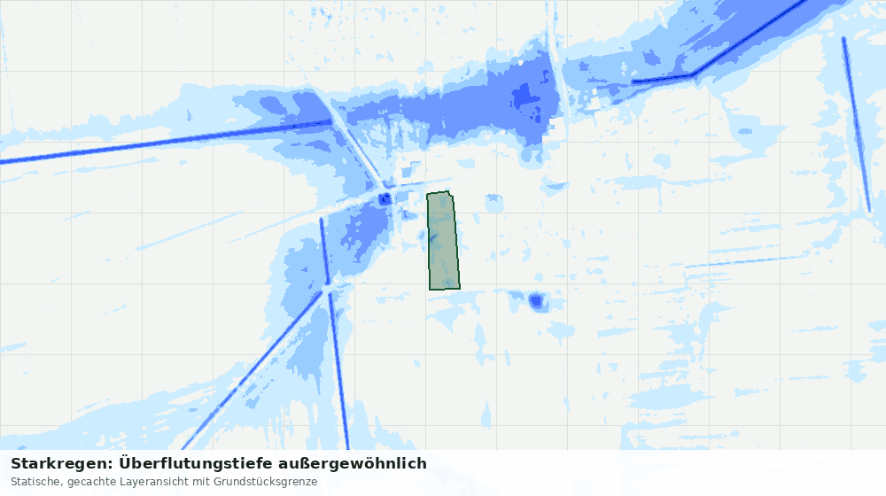 Statische Kartenansicht: Starkregen: Überflutungstiefe außergewöhnlich