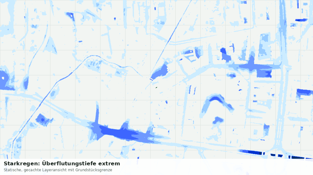 Statische Kartenansicht: Starkregen: Überflutungstiefe extrem