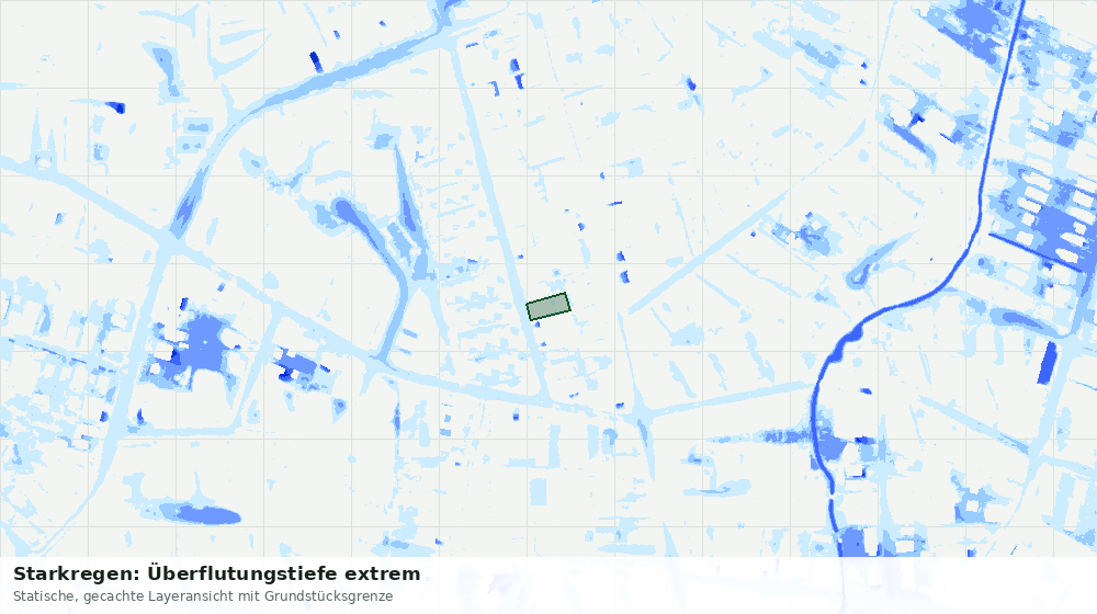 Statische Kartenansicht: Starkregen: Überflutungstiefe extrem