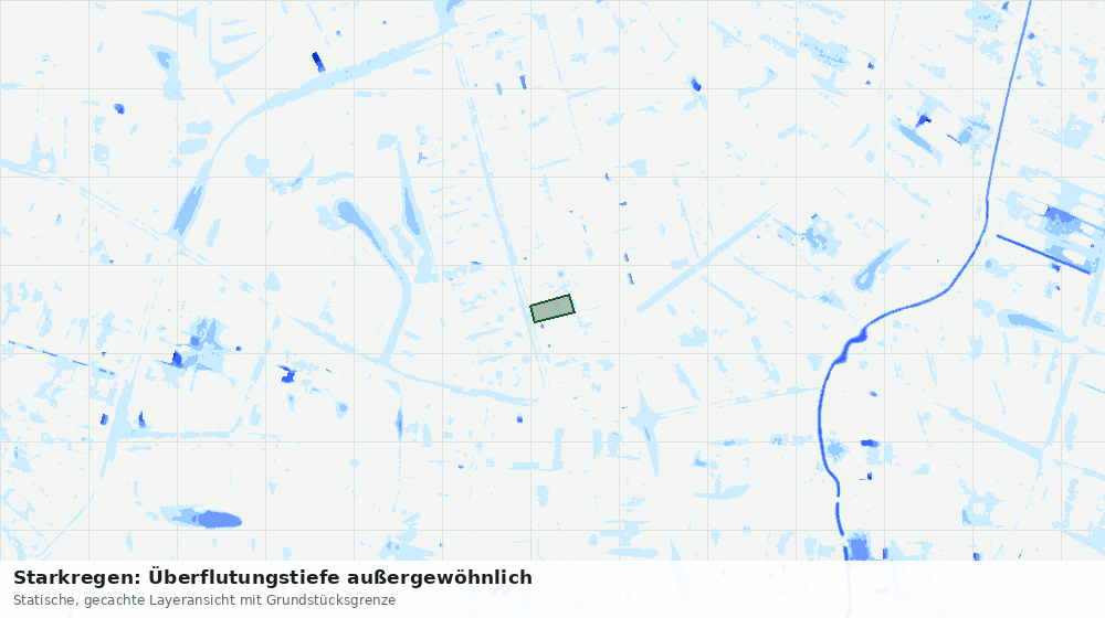 Statische Kartenansicht: Starkregen: Überflutungstiefe außergewöhnlich