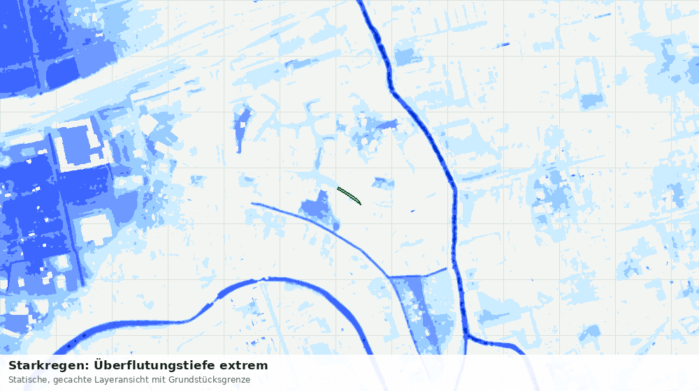 Statische Kartenansicht: Starkregen: Überflutungstiefe extrem