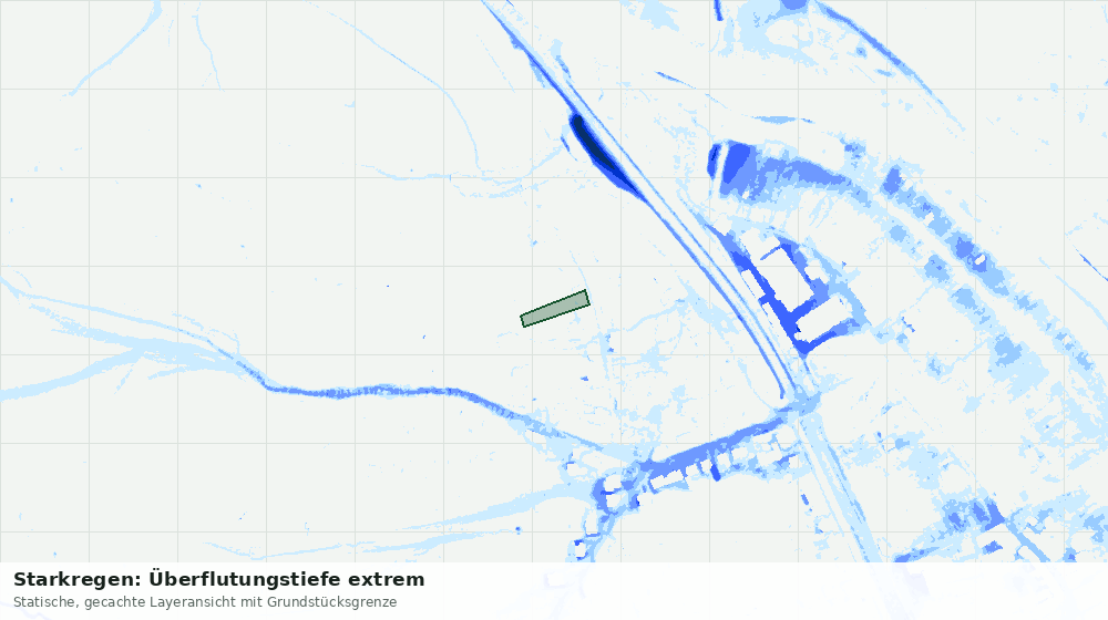Statische Kartenansicht: Starkregen: Überflutungstiefe extrem