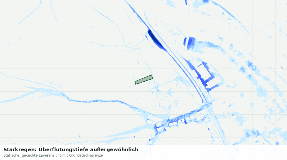 Statische Kartenansicht: Starkregen: Überflutungstiefe außergewöhnlich
