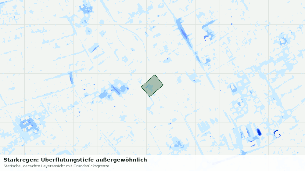 Statische Kartenansicht: Starkregen: Überflutungstiefe außergewöhnlich