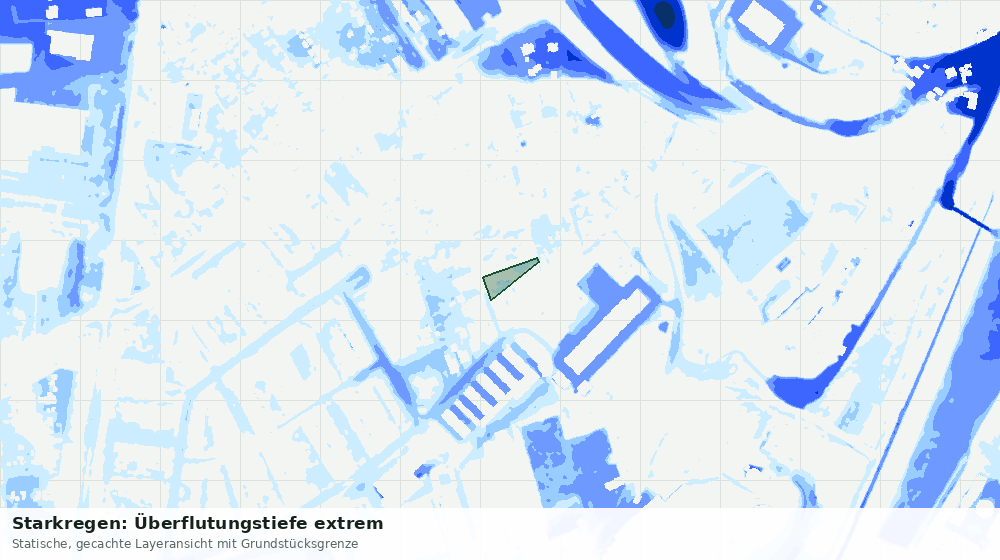 Statische Kartenansicht: Starkregen: Überflutungstiefe extrem