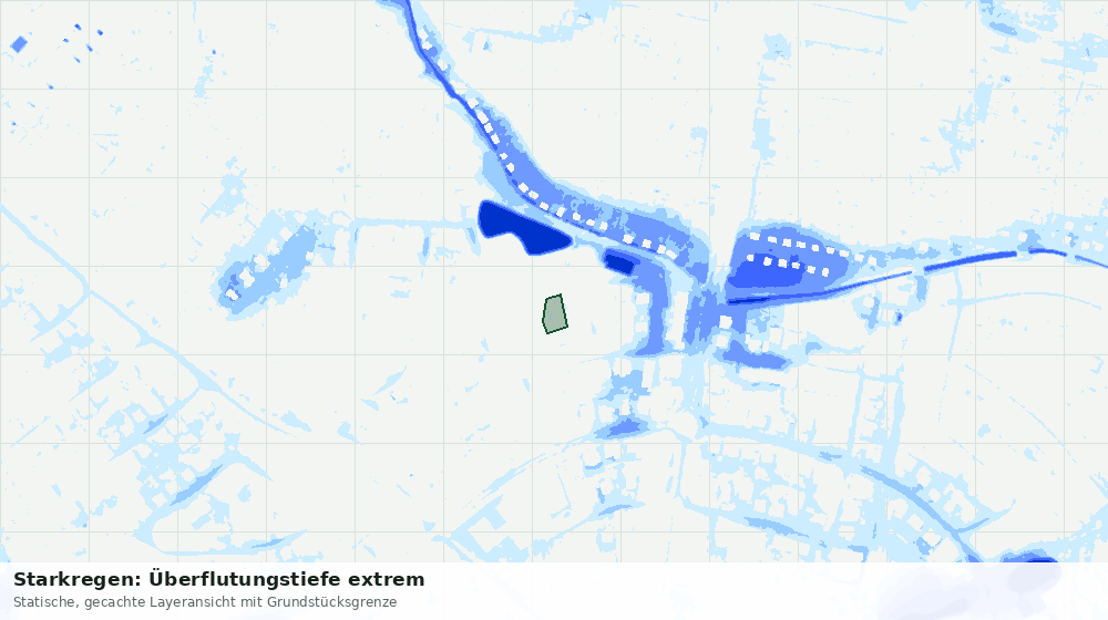 Statische Kartenansicht: Starkregen: Überflutungstiefe extrem