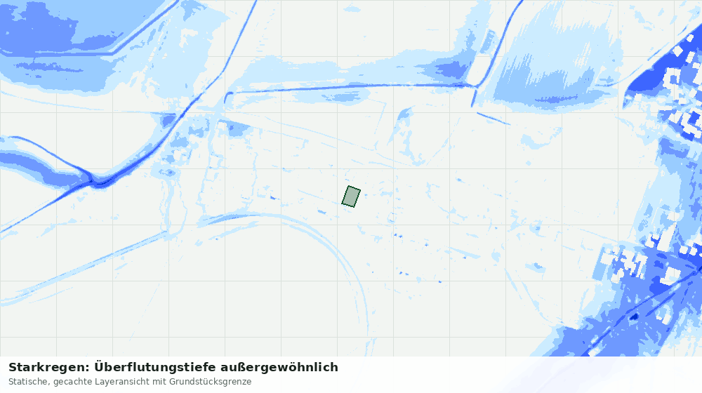 Statische Kartenansicht: Starkregen: Überflutungstiefe außergewöhnlich