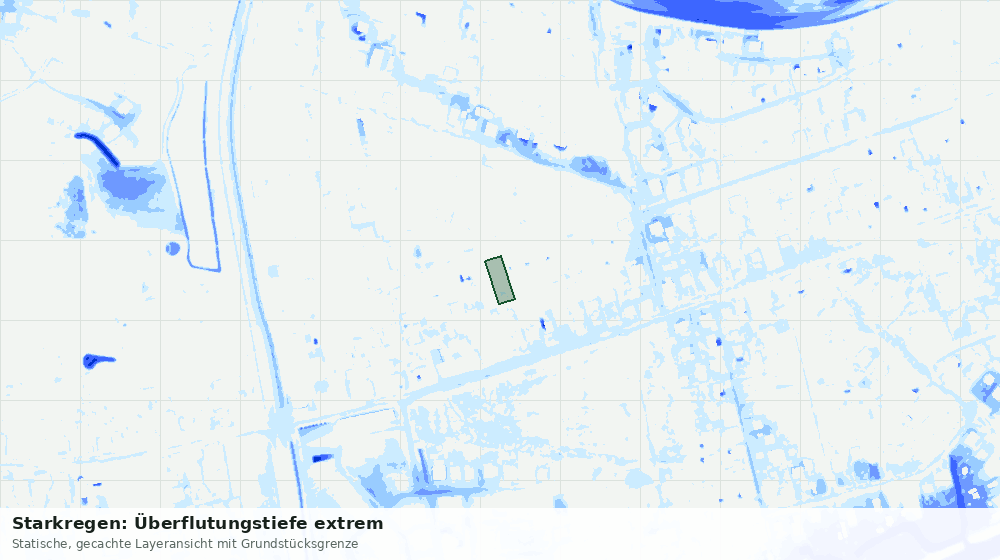 Statische Kartenansicht: Starkregen: Überflutungstiefe extrem