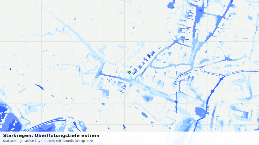 Statische Kartenansicht: Starkregen: Überflutungstiefe extrem