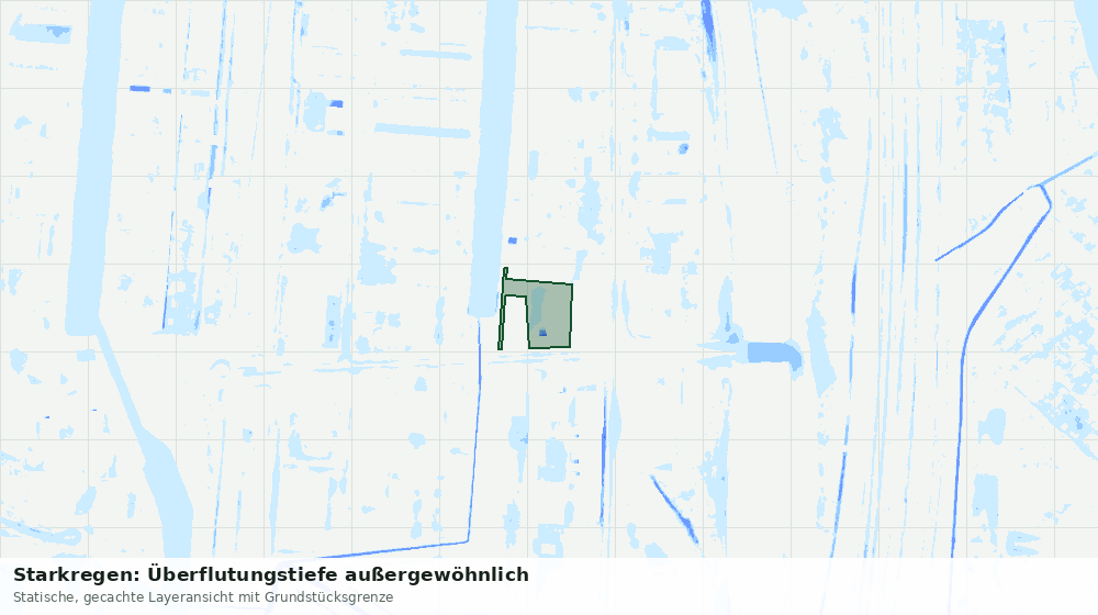 Statische Kartenansicht: Starkregen: Überflutungstiefe außergewöhnlich