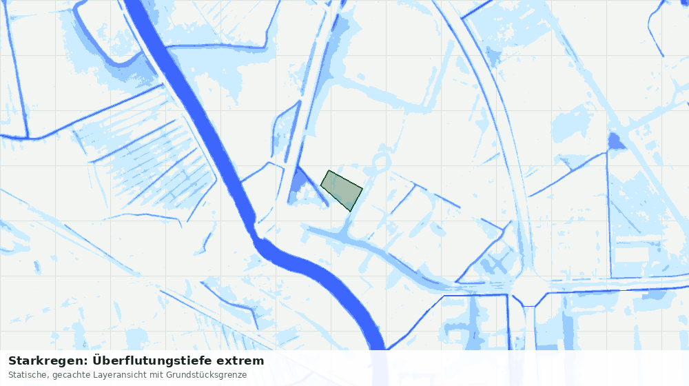 Statische Kartenansicht: Starkregen: Überflutungstiefe extrem