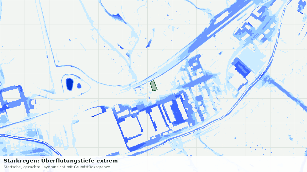 Statische Kartenansicht: Starkregen: Überflutungstiefe extrem