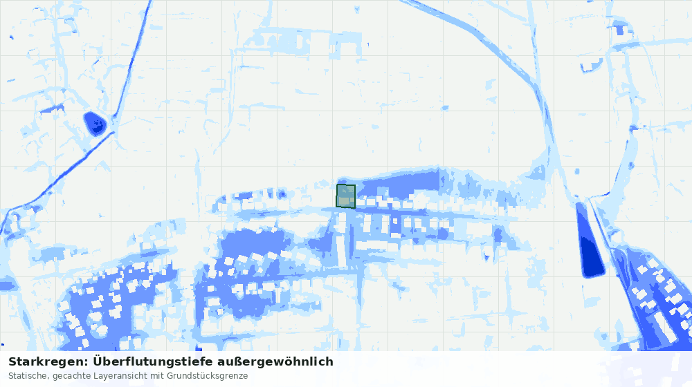 Statische Kartenansicht: Starkregen: Überflutungstiefe außergewöhnlich