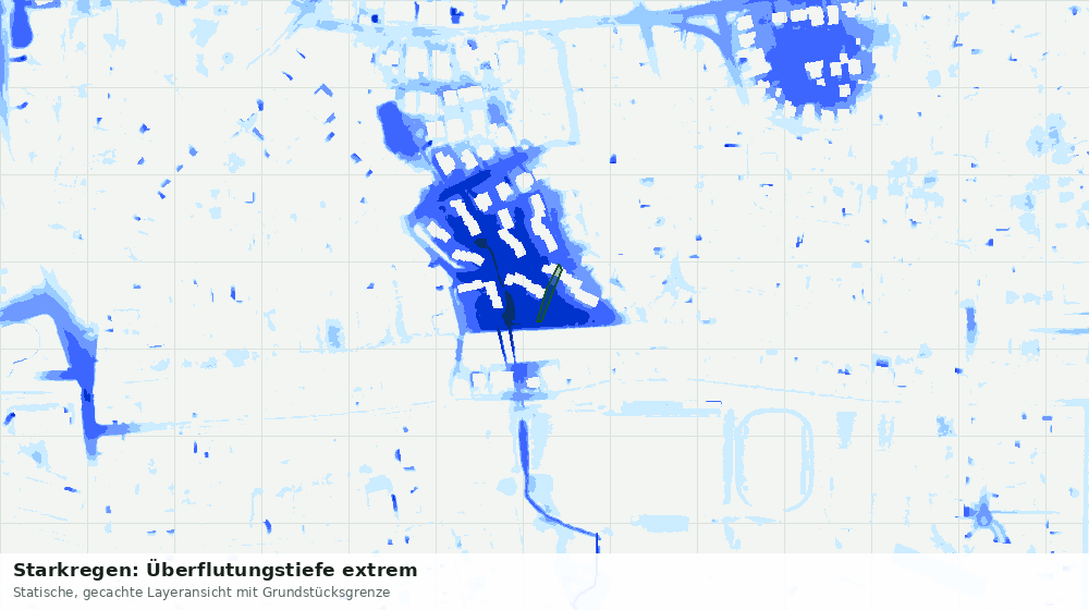 Statische Kartenansicht: Starkregen: Überflutungstiefe extrem
