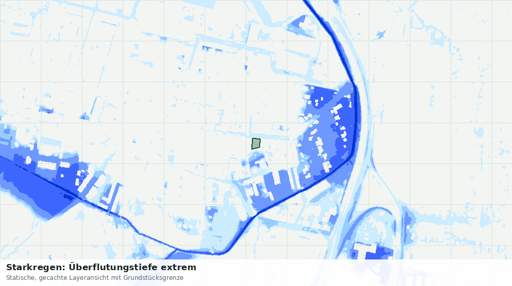 Statische Kartenansicht: Starkregen: Überflutungstiefe extrem